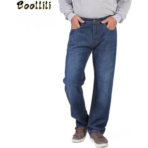 Men Big Size Comfortable Fashion Jeans Male Classic Stretch Straight Leisure Pants Homme Breathable Quality Blue Casual Trousers