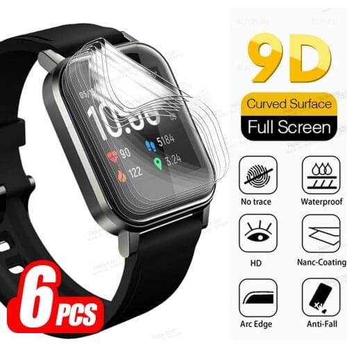 6pcs Soft Hydrogel Film For Xiaomi Haylou LS02 Smart Watch Wrist Band Full Curved Cover HD Protective Screen Protector Not Glass