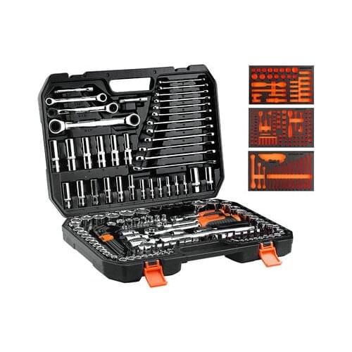 150 PCS 1/2"3/8"1/4"Portable Multi-function Hardware Tool Set Ratchet Quick Socket Screwdriver Auto Repair Combination Toolbox