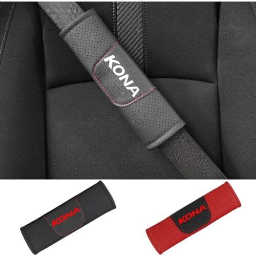For Hyundai Kona 2 pcs Pu Leather Car Seat Belt Pads Seat Shoulder Pad