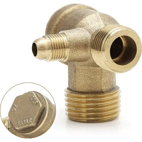 Male Thread 3 Way Metal Air Compressor Check Valve Gold Tone