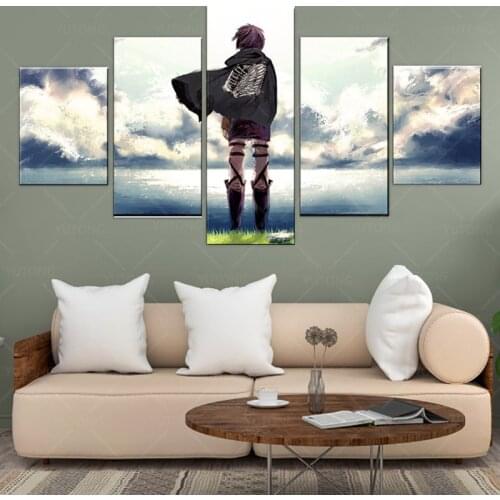 Wall Art 5 Piece Attack on Titan Anime Scouting Legion Modular Picture Modern Home Decor Artwork Canvas Painting HD Print Poster