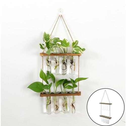 Hanging Glass Vase Flower Plant Hydroponics Bottle Test Tube Container Decor