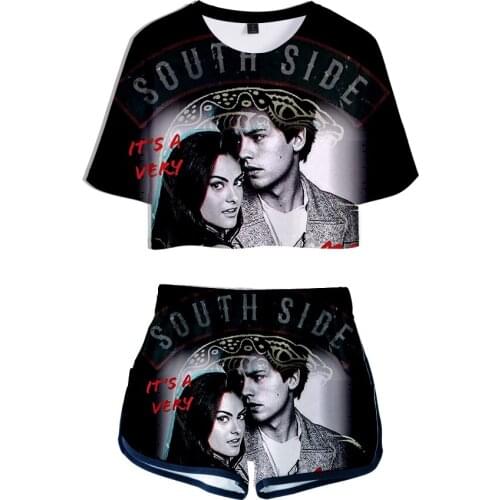 Casual Crop Tops 3D Print Riverdale Shorts And T-shirt Women Clothes Harajuku Hip Hop Tops Kpop Plus Size