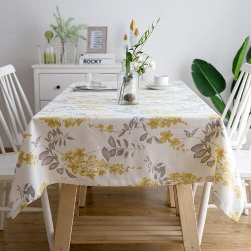 MIDOSHARK Pastoral style plant flower printed cotton and linen rectangular tablecloth Dinning table cover