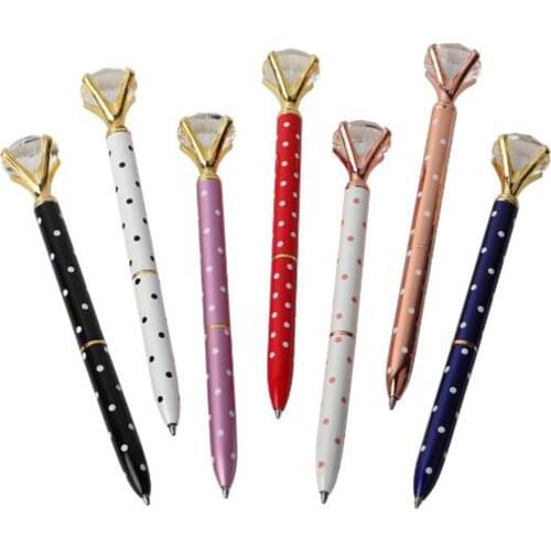 1Pcs Fashion Ballpoint Pen Metal Large Diamond Black Ink Pen Students Stationery School Office Supplies Gift