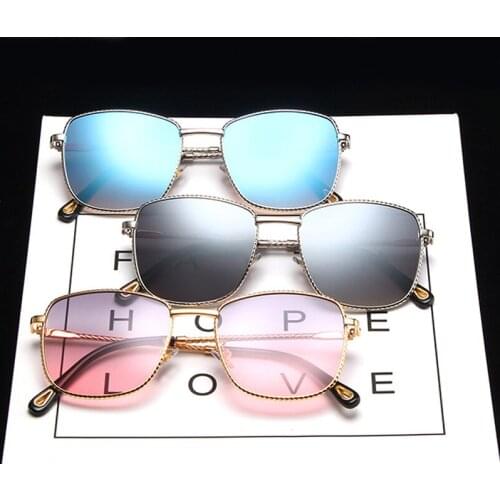 Elbru Retro Wave Circle Metallic Sunglasses Fashion Trend Square Frame Men and Woman Driving Mirror Travel Sun Glasses UV400