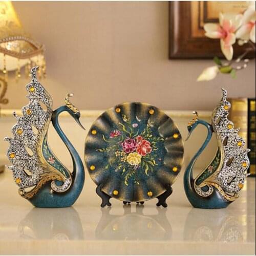 Modern Home Resin Swan Flamingo Figurines Vase Crafts Creative Desktop Accessories Fengshui Room Table Ornaments Wedding Gift