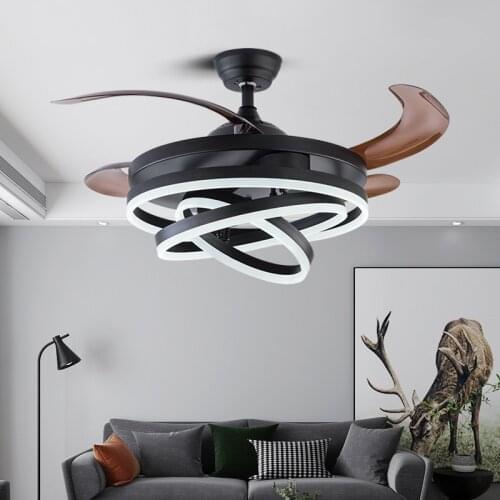 LED Fan Light Dining Room Living Room Bedroom LED with Electric Fan Light Invisible Ceiling Fan with Lights Remote Control