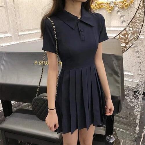 Girls Tennis Dress Sweet Girl Temperament Slim Dress Female 2019 Dress New Short-sleeved Waist A Short Tennis Outdoor Sports Ess