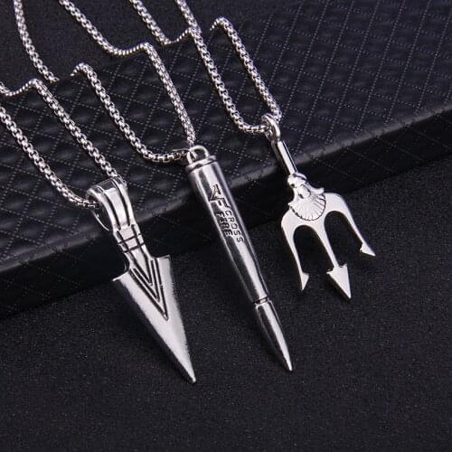 Street Trigeminal Scissors Bullet Necklace Pendant Stainless Steel Army Brand Dice Blade Student Domineering Jewelry Pendant