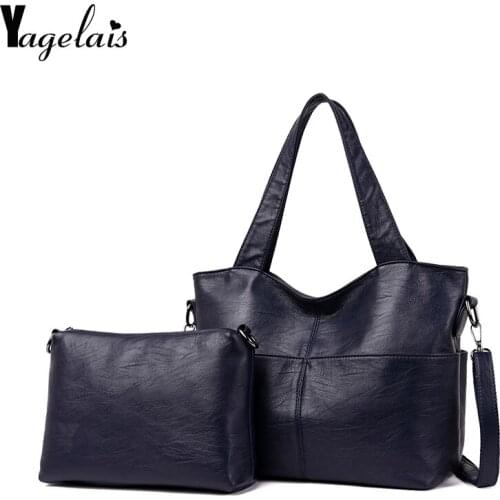 2019 Women Handbag Leather Shoulder Bags two sets Famous Messenger Bags Ladies Casual Popular Tote Bags Large High Quality