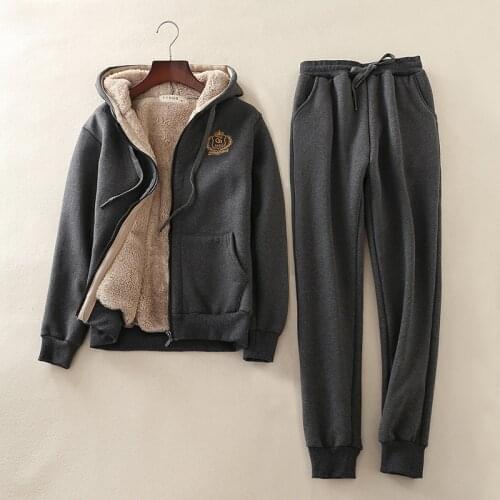 Two Piece Set Winter Women Cashmere Sweatshirt Sets Loose Plus Size 4xl Hooded Warm Jackets And Sweatpants 2020 Casual Tracksuit