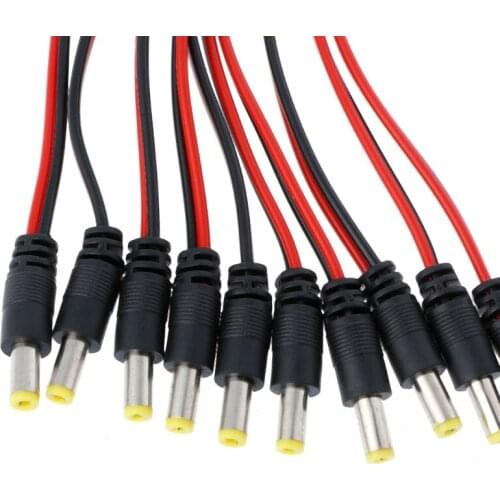 10Pcs 12V 5.5*2.1mm Male DC Power Plug Socket Connector Adapter Cable Wire For CCTV N58A