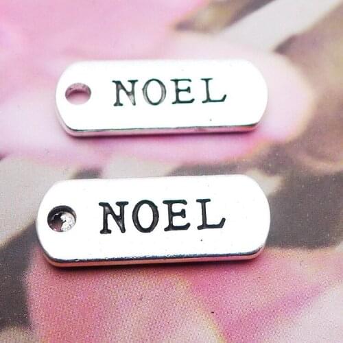 10PCS/Lot 8mm*21mm Antique Silver Color Word Tag Charm Pendants NOEL For DIY Jewelry Making Handmade Craft
