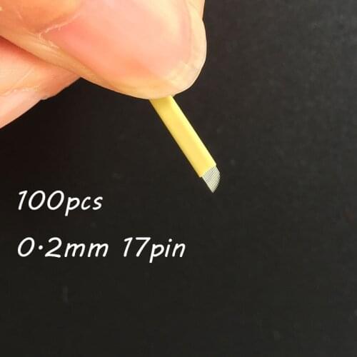 100Pcs/box 17 Pins Microblading Needles Tattoo Permanent Needles for Eyebrow Embroidery Pen Pernement Makeup Free Shipping
