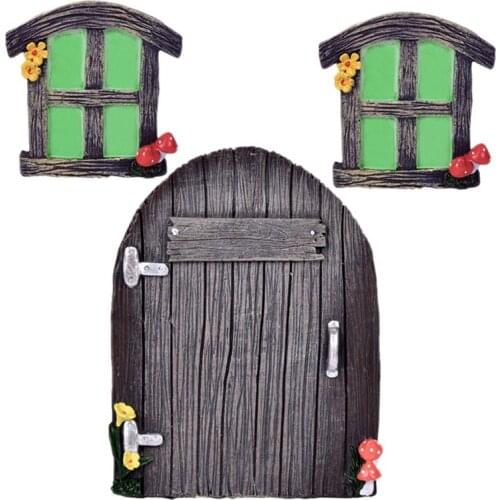 3Pcs Miniature Fairy Home Windows and Door Glowing in the Dark Fairy Garden Door Windows Ornaments Fairies Sleeping Door