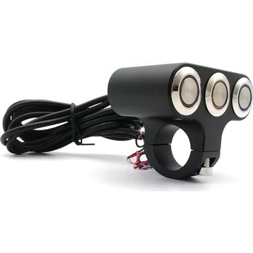 3 LED Buttons Motorcycle 7/8" Handlebar Switch Push ON/OFF for Fog Light Speaker
