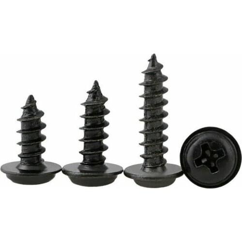 45 pcs M1.2*3/4/5mm Phillips Pan Head Washer Wood Self Tapping Screws kit Zinc Black