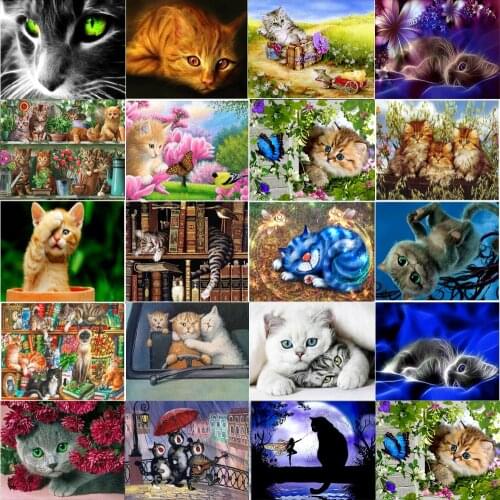 5D diamond painting cat round animal stickers diamond embroidery mosaic cross stitch home decoration pattern DIY handmade gift