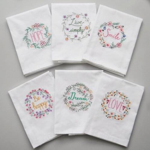 6PCS Embroidered Table Napkin Tea Towel for Wedding Party Absorbent Cotton Home Cloth Napkins Kitchen Dining Accessories