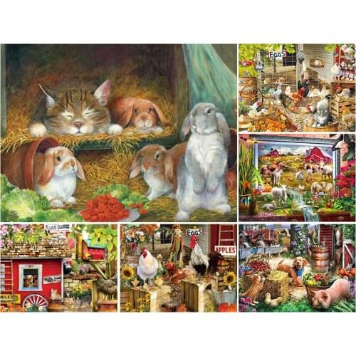 5D DIY Diamond Painting Farm Animals Dog Chicken Rabbit Cat Horse Sheep Mosaic Rhinestone Home Decor Diamond Embroidery Gifts
