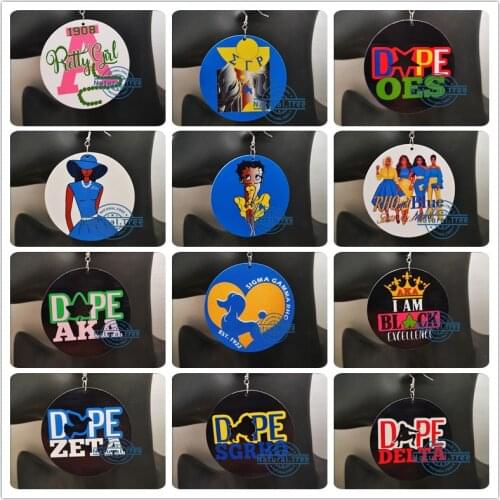 Free Shipping!Delta Zeta Sigma AKA Wooden Earrings