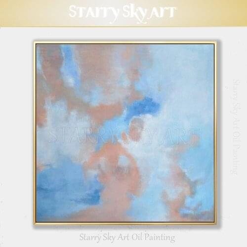 Free Shipping Cheap Price Hand-painted Beautiful Abstract Oil Painting on Canvas Light Colors Abstract Oil Painting for Decor