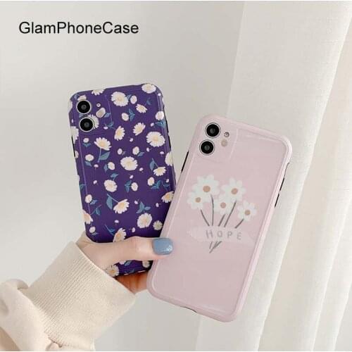 GlamPhoneCase Purple Pink Flower Phone Case For iPhoneSE 2 11Pro/Max X XS Max XR Soft Silicone Cover For iPhone11 7 8Plus Case
