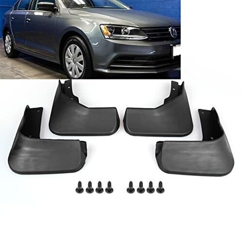 Black ABS Mud Flaps Splash Guards Fender Front + Rear For VW Jetta MK6 2015 2016
