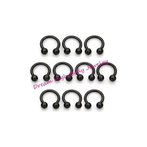 Black Horseshoe Ball 16G Vacuum Titanium Nose Ring Eyebrow piercing Lip Stud Fashion Body Piercing Jewelry circular barbell