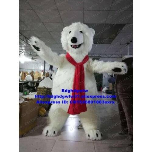 Long Fur White Sea Bear Polar Bear Mascot Costume Cartoon Character Professional Stage Magic Costume Dressed As Mascot zx1500