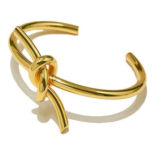 Spanish fashion gold-plated jewelry ins European and American style all-metal thick-line knotted bracelet gift advanced texture