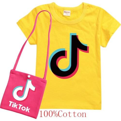 TIK TOK Kids Girls Clothing Sets Summer Baby Girls Clothes Short Sleeve T-Shirt+Bag 2Pcs Childre Clothes Suits