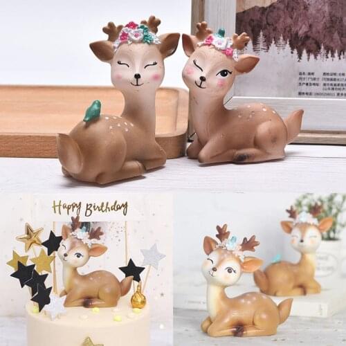 Cute Birthday Deer Cake Topper DIY Cake Decoration Cake Decorating Animal Decoration Cupcake Toppers Home Ornament