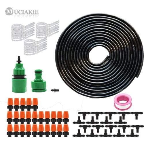 MUCIAKIE 20M Hanging Garden Watering Kits Micro Drip Cooling Misting Water System Adjustable Misting Nozzle Tee Hose Greenhouse