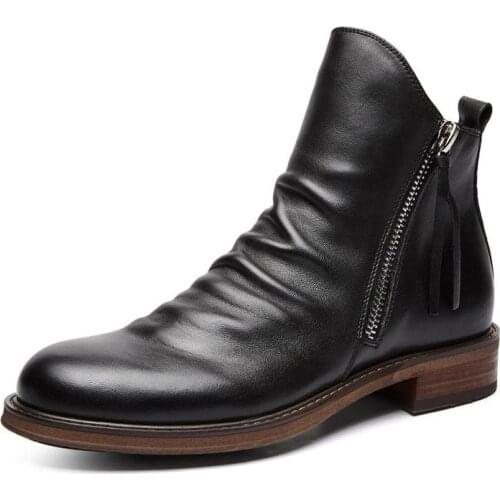 Big Size 38-48 Fashion 2020 Non-slip Autumn Men Leather Boots High-top Ankle Boot CC-462