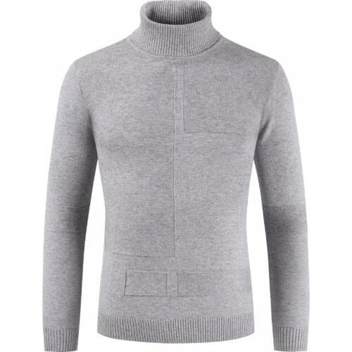 Men 2019 Winter High Neck Thick Warm Cotton Sweater Pullovers Men Turtleneck Brand Pattern Knitwear Double Collar Sweater Men