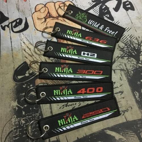 Ninja 250 300 400 Motorcycle Embroidery Key Holder Chain Collection Keychain For Kawasaki Ninja250/300/400/636/H2 Badge Keyring