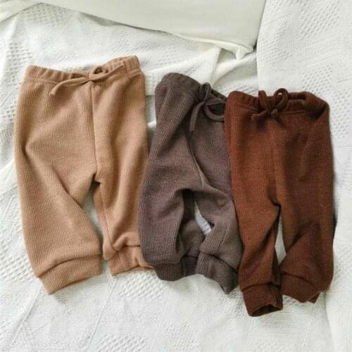 Autumn Cotton Soft Comfortable Knitted Pants Toddler Bottom Pants Baby Solid Color Leggings Clothes Kids Baby Girls Boys Pants