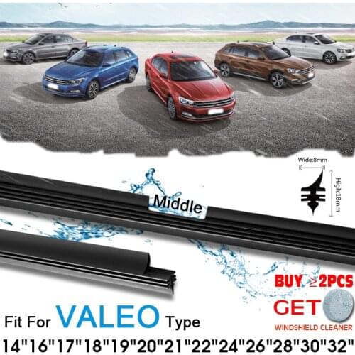 Valeo Type Car Wiper Blade Strips Vehicle Insert Rubber Strip (Refill) 8mm 14"16"17"18"19"20"21"22"24"26"28" 1PC Car Accessories