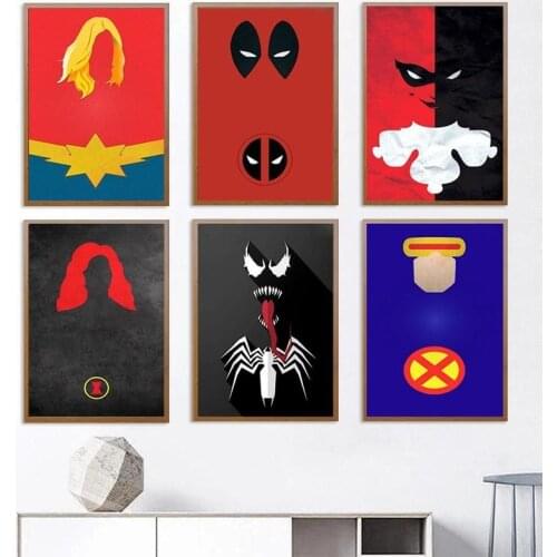 Marvel Superhero Canvas Poster Vintage Comic Poster Children Room Decoration for Babyroom Wall Art Canvas Cartoon Gift Decor