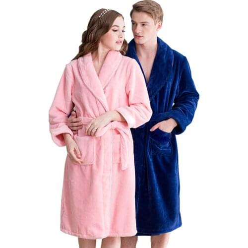 On Sale Mens Classic Kimono Bath Robe Silk Flannel Long Bathrobe Men Winter Warm Robes Male Dressing Gown Mens Lounge Bathrobes
