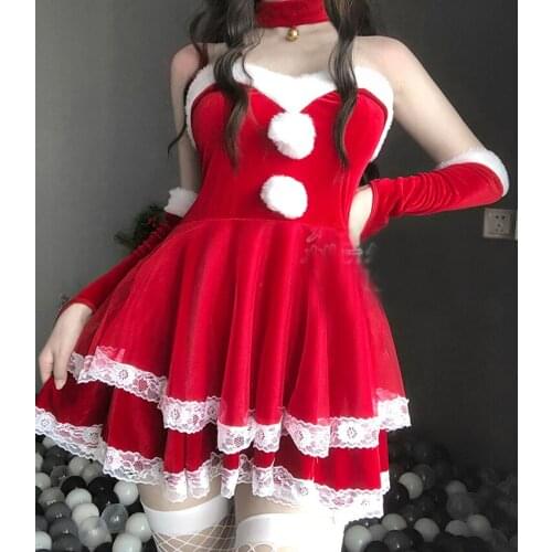 Christmas Xmas Lady Santa Claus Cosplay Costume Sexy Lingerie Bunny Girl Tube Dress Maid Waitress Uniform