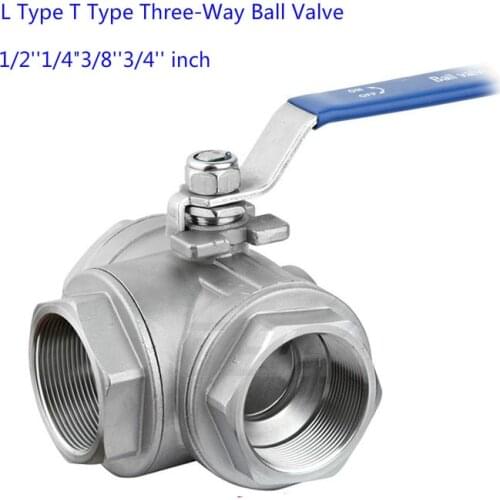 304 stainless steel L/T type 3 Way Female Ball Valve With Mounting Pad 1/2''1/4"3/8''3/4'' inch