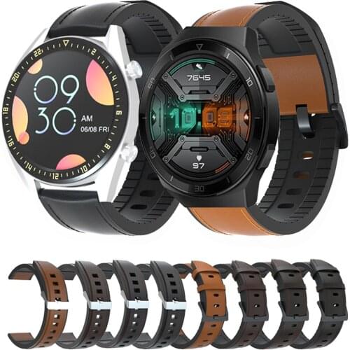 For Huawei Watch GT 2e 46mm Genuine Leather Band Silicone Bracelet Watchbands 20mm 22mm Watch Strap For Huawei gt 2 42mm 46mm