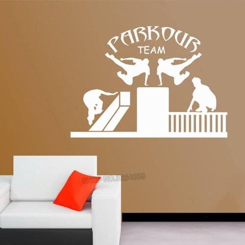 Street Sport Wall Decals Team Parkour Vinyl Sticker Free Running Wall Poster Home Decor Parkour Design Wall Art Murals L732