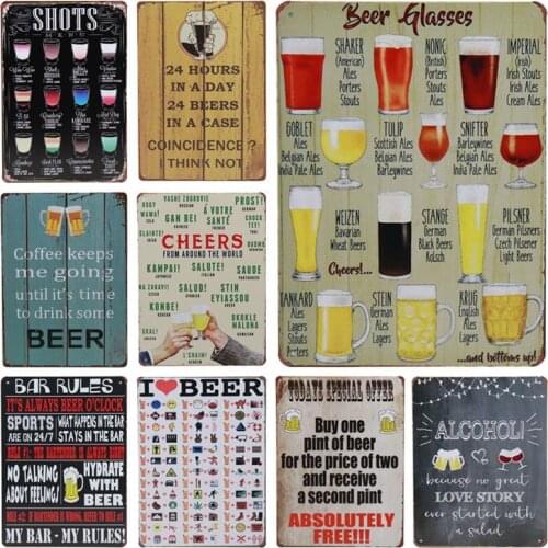 Coffee Alcohol Plaque Vintage Metal Tin Signs Home Pub Decorative Plates Wine Beer Wall Stickers Posters Bar Rules Sign Decor