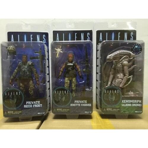 Good quality NECA ALIENS Series 9 Xenomorph Albino Drone Private Ricco Frost Jenette Vasquez PVC Figure Collectible Model Toy