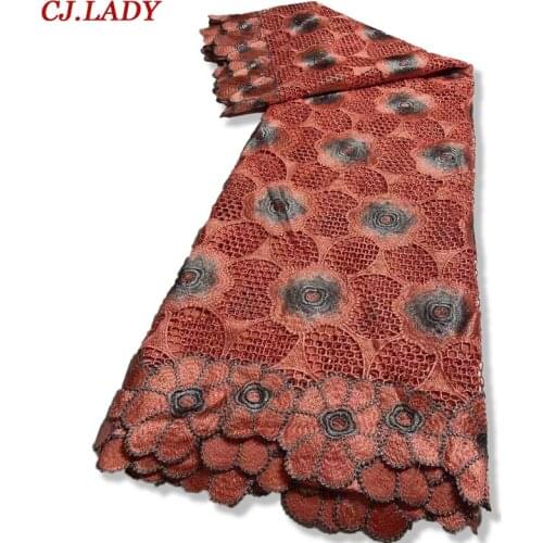 High quality guipure swiss net lace fabric for dress latest african cord lace embroidery jacquard net fabric 5 Yards in Wedding